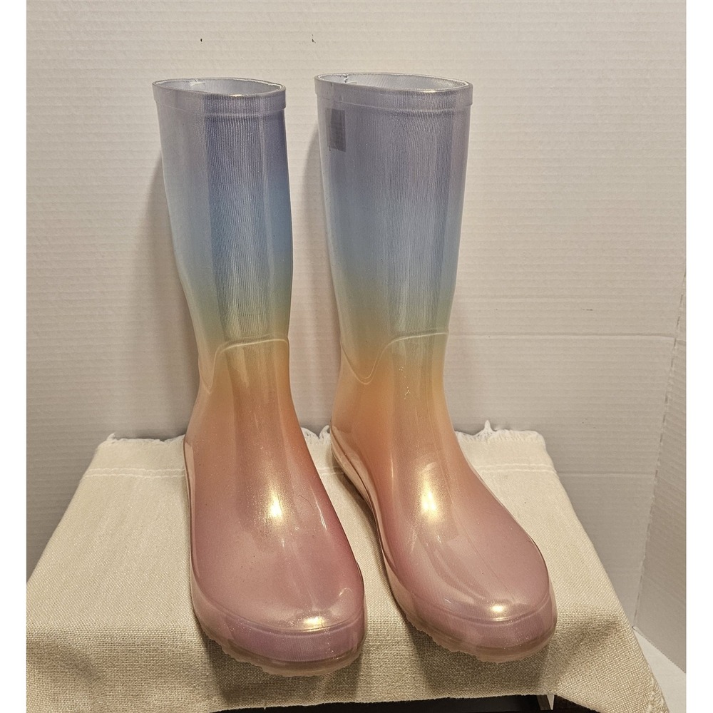Cat & Jack Iridescent Rainbow Girls Rain Boots Size 4